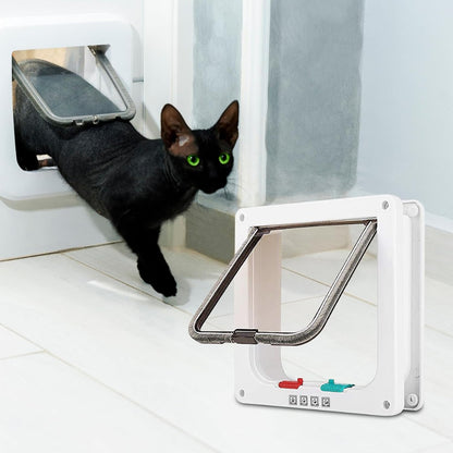 Cat Flap Door Lockable Low Noise Interior Exterior Kitten Door