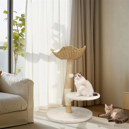 Modern Cat Tree Solid Wood Kitten Scratching Tree Activity Tower