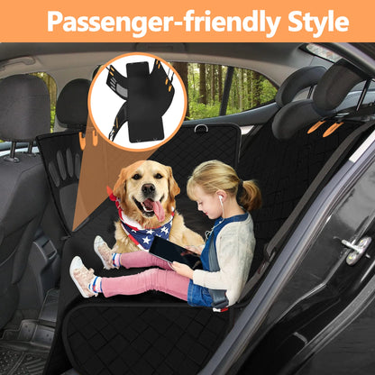 Dog Car Seat Cover for Back Seat, Back Seat Pet Cover with Mesh Window & Pocket, Waterproof Scratch-Proof Nonslip Dog Car Hammock with Universal Size Fits for Cars, Trucks & Suv.(Black)