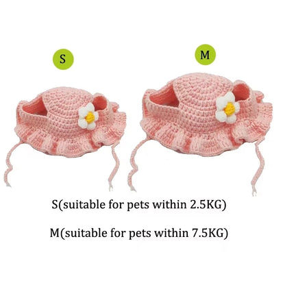 Hand-Made Cat Hat Elastic Woven Cap Pet Hat Puppy Kitten Headwear Knitted Hat Party Photo Shoot Props Decoration Cat Accessories