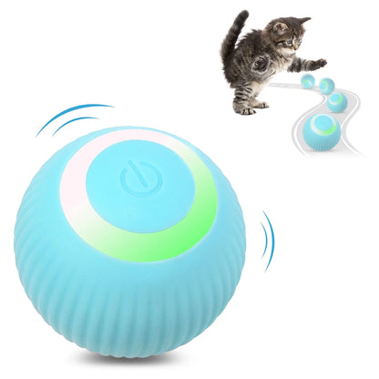 Interactive Cat Toys Ball Automatic Rolling & USB Rechargeable with LED Light for Indoor Playing, Green