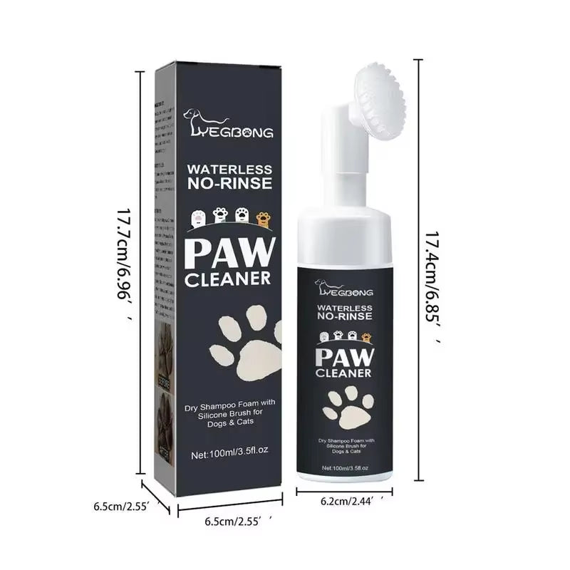 100Mlpaw Cleaner Foam Dog Claw Cleaner Cat Paw Cleaner Waterless Pet Shampoo with Dog Brush for Rinse-Free Cat Paw Deep Cleanser