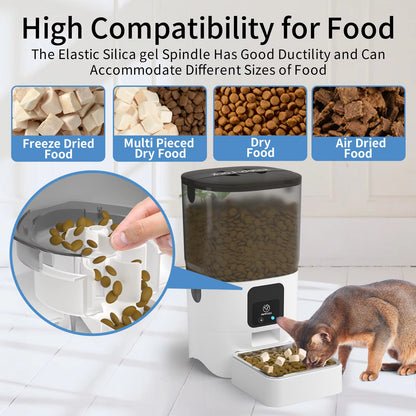 Smart Automatic Cat Feeders Wifi Pet Feeder with APP Control for Remote Feeding Detachable for Easy Clean Cat Food